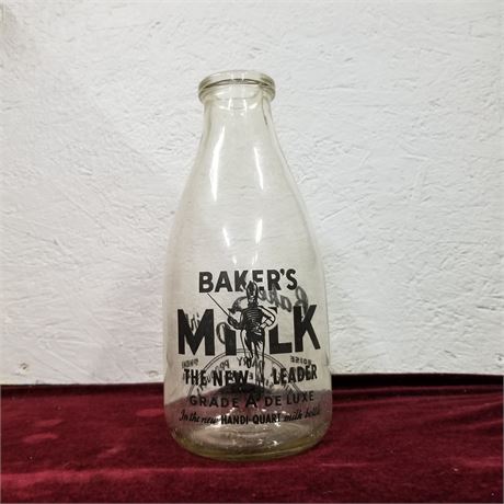 Vintage Baker's Milk Bottle