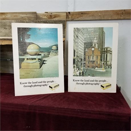 2 Vintage Kodak Floor/Counter Free Standing Advertising Boards...19"x27"