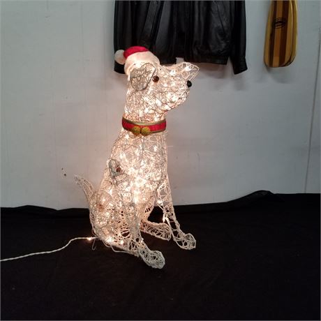 Cool Lighted 32" Tall Big Dog Christmas Display