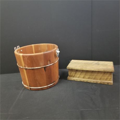 Wood Pail and Lidded Box