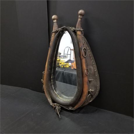 Nice Vintage Leather Yoke Mirror