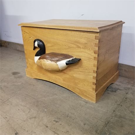 Cool Wood Chest w/ Goose Relief - 26x15x18