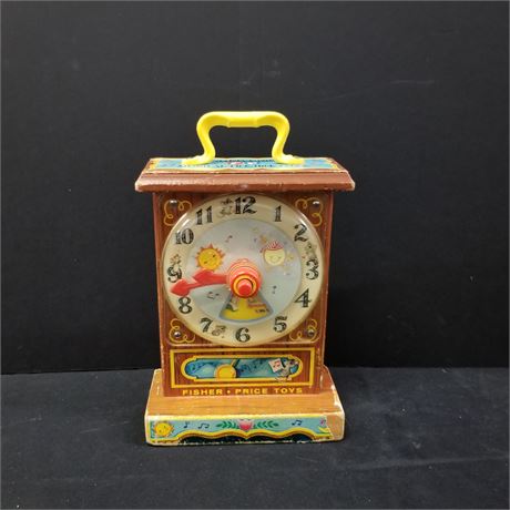 Vintage Fisher Price Wind Up Clock Toy - Works!