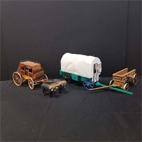 Collectible Wood Wagon Trio