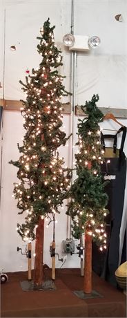 7' and 5' Lighted Rustic Christmas Trees