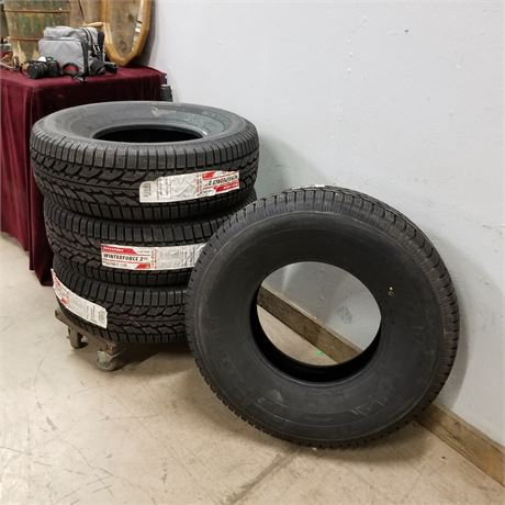 4 New Firestone Winter Force 2 Tires, P265/R15 4 Ply, Dealer Cost $90 each