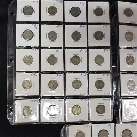 Complete Set 1938-1959 Jefferson Nickels w/ All 11 Silver War Nickels
