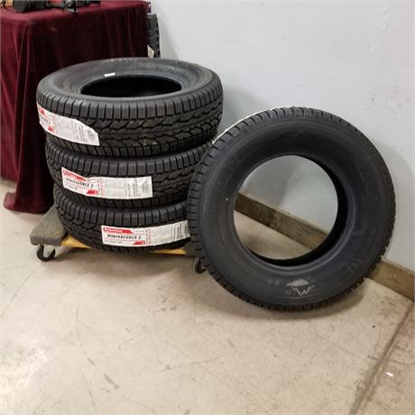 4 New Firestone Winter Force 2 Tires, P215/70R15 4 Ply, Dealer Cost $65 each