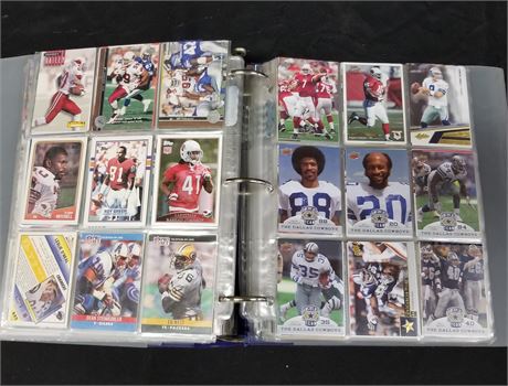 Assorted Football Trading Cards in a Binder
