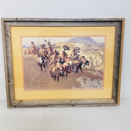 Matted and Framed Frank McCarthy "War Party" Print - 30x23