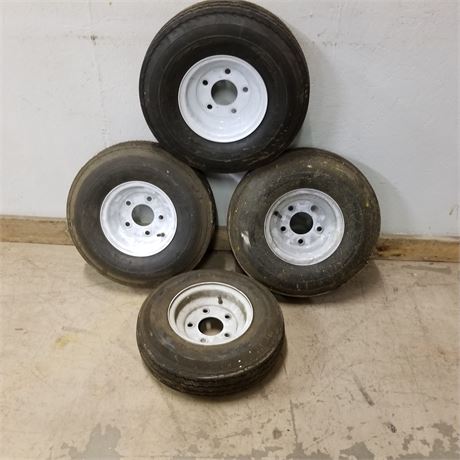 4 New Mounted 5.70-8 Trailer Tires