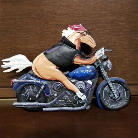 Horse on a Motorcycle Metal Sculpture - 17x11
