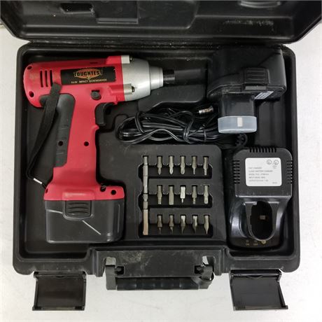 Toughtest 14.4v Impact Driver w/ Battery, Chargers, Tips, and Case