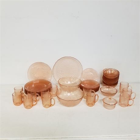 Vintage Pink Depression Glass Set