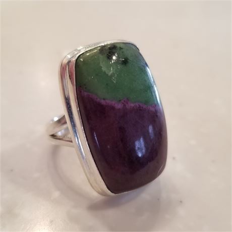 Ruby Zoisite Sterling Silver Ring...Sz 7