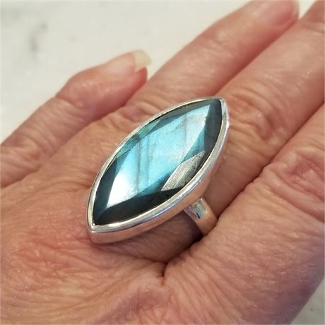 Sterling Silver Created Labradorite Ring...Sz 8.5