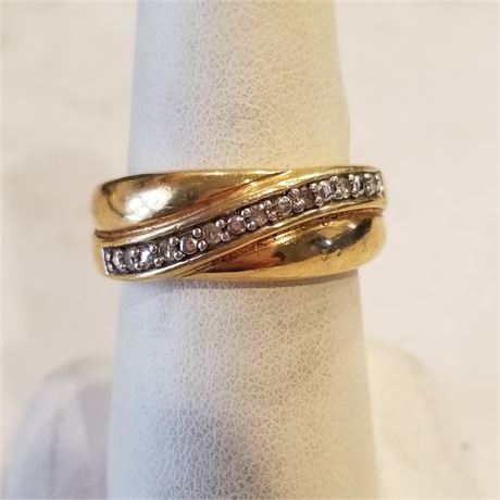 Gold Plated Marked 925 Mens Diamond Ring...Sz 8.5