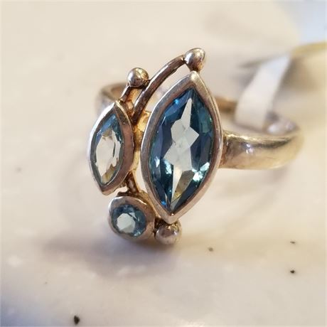 Sterling Silver Blue Topaz Ring Sz...6 3/4