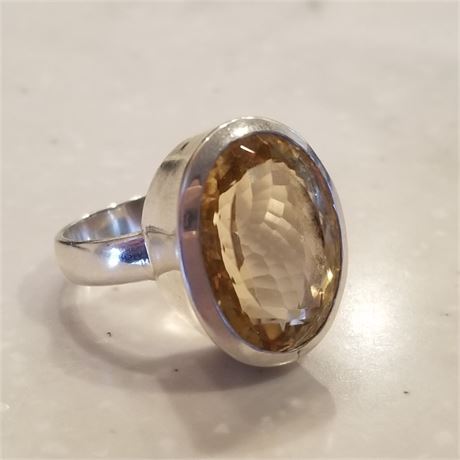 Sterling Silver Citrine Ring ....sz 8.5