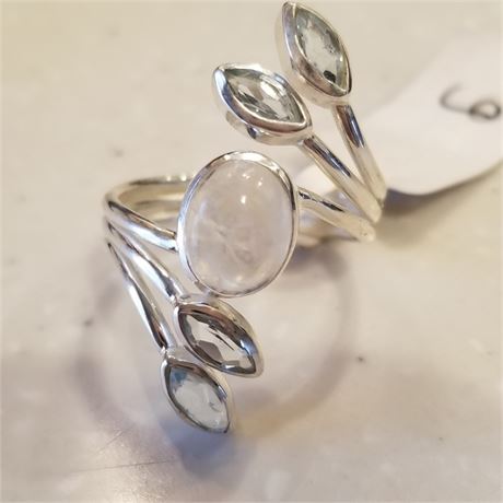 Sterling Silver Blue Topaz & Moonstone Ring...Sz 8.5