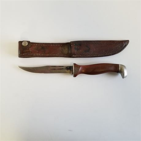 Wood Handle Cutco Hunting Knife with Sheath