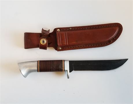 Western Hunting Knife & Leather Sheath