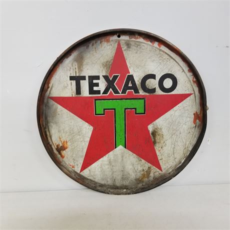 Collectible Artist's Repro Texaco Oil Drum Lid...23" Diameter