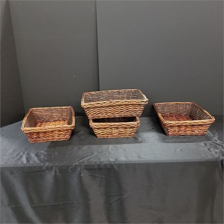 4 Woven Wicker Baskets...12" x 16"