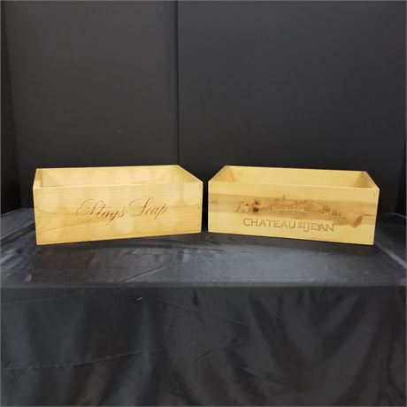 2 Wood Wine Crates