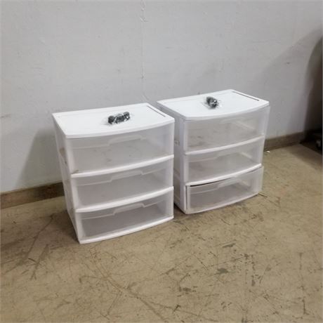 Pair of Rolling Stackable Plastic Drawer Units...24x15x24