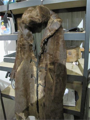 1890's Horse Hide Buggy Coat With Hat.....Cool