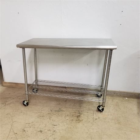 Rolling Stainless Prep Table...48x24x39