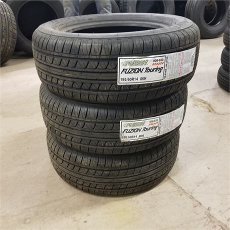 3 New Fuzion Touring 195/60 R14 Tires