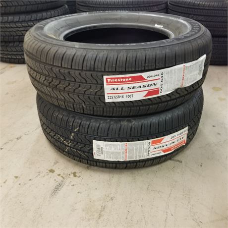 2 New Firestone All Season 225/65 R16 Tires