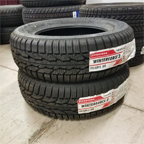 2 New Firestone Winterforce 2... 195/60 R15 Tires