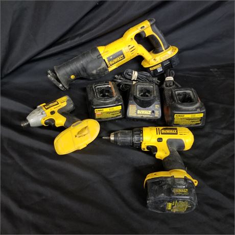 DeWalt Cordless Tool Trio w/ Battery & Chargers