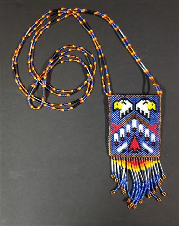 Native American Beaded Bald Eagle Medicine Bag