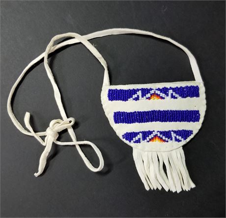 Native American Beaded Buck Skin Medicine Bag