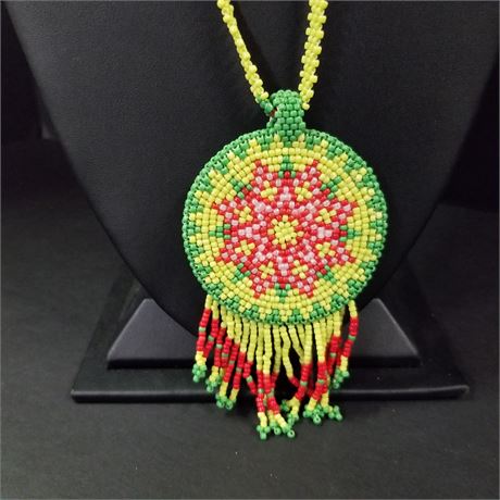 Native American Beaded Medallion Necklace