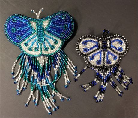 Native American Beaded Butterfly Hair Barrettes