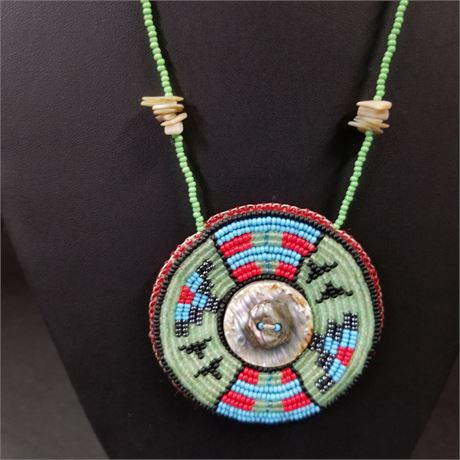 Native American Beaded Medallion Necklace