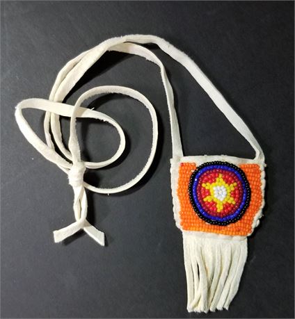 Native American Beaded Buckskin Medicine Bag