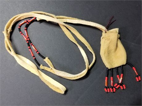 Native American Beaded Deer Skin  Medicine Bag