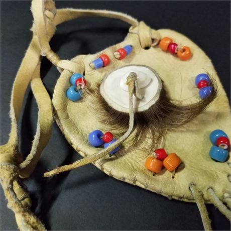Native American Beaded Deer Skin Medicine Bag
