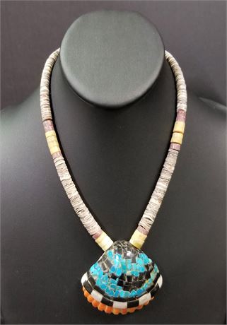 Native American Beaded Heishi & Shell Necklace