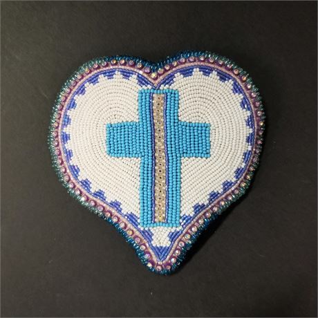 Native American Beaded Heart w/ Cross Hair Barrette