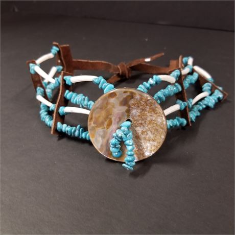 Native American Beaded Turquoise Choker