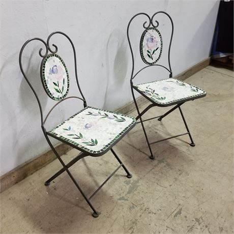 Pair of Inlaid Folding Chairs