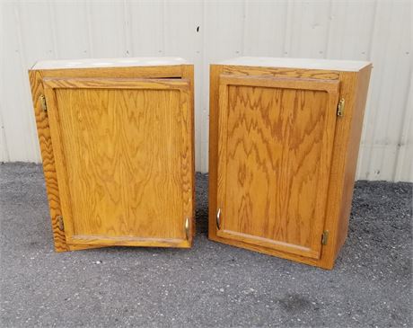 Pair of Oak Cabinets w/ Shelving...21x12x30
