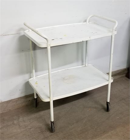 Rolling White Metal Cart...27x17x32